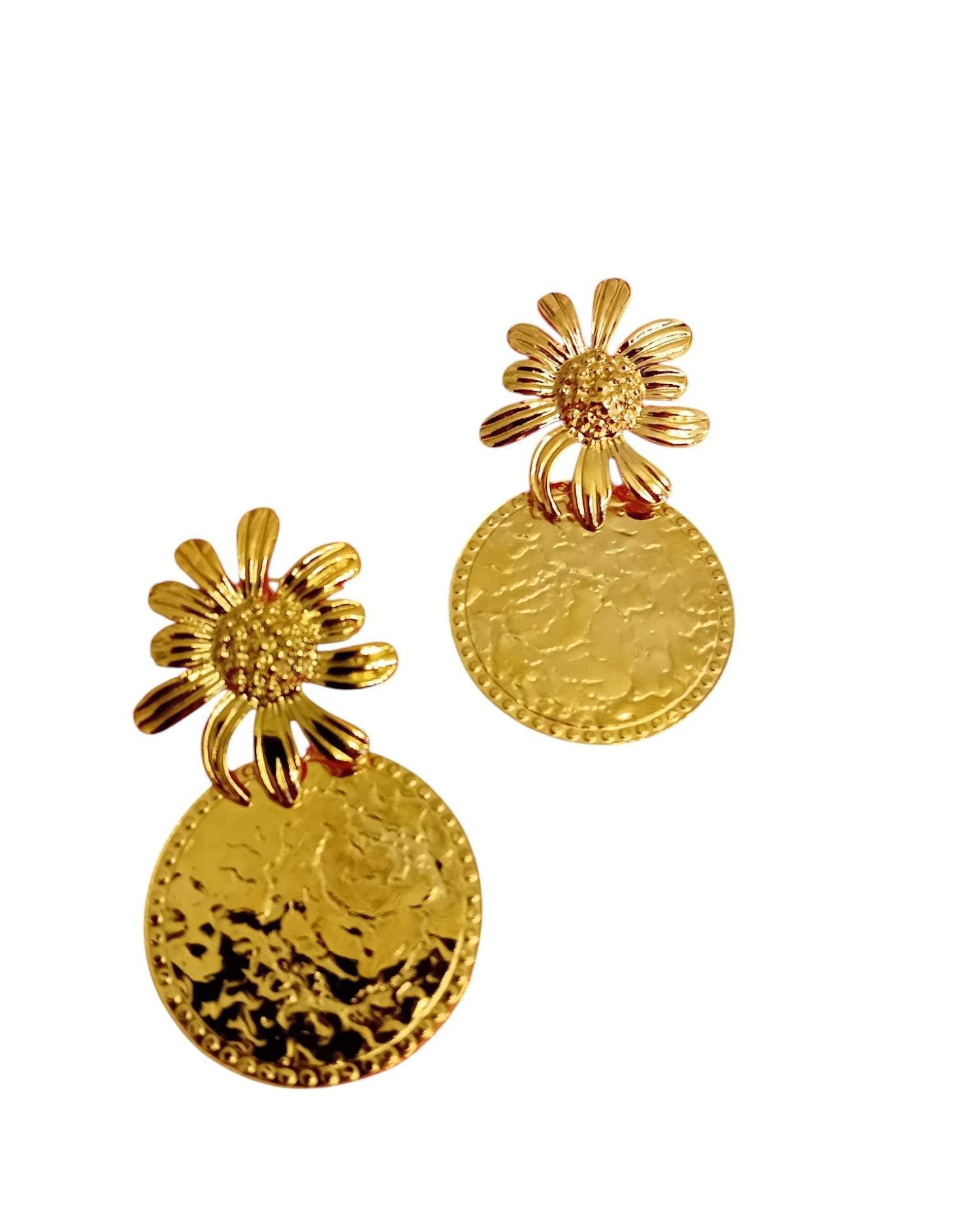 Boucles d’oreilles « Soleil Doré » en acier inoxydable