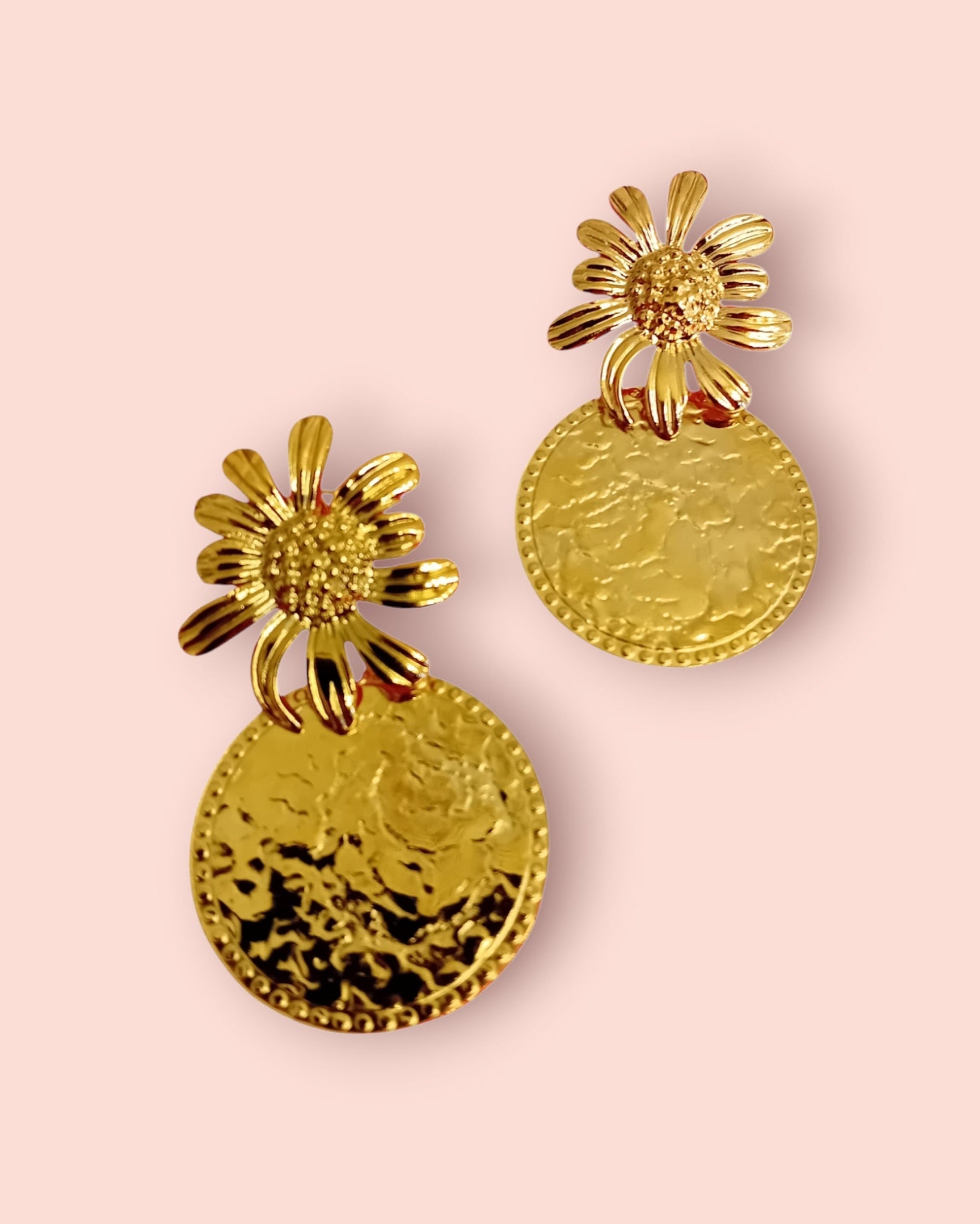 Boucles d’oreilles « Soleil Doré » en acier inoxydable