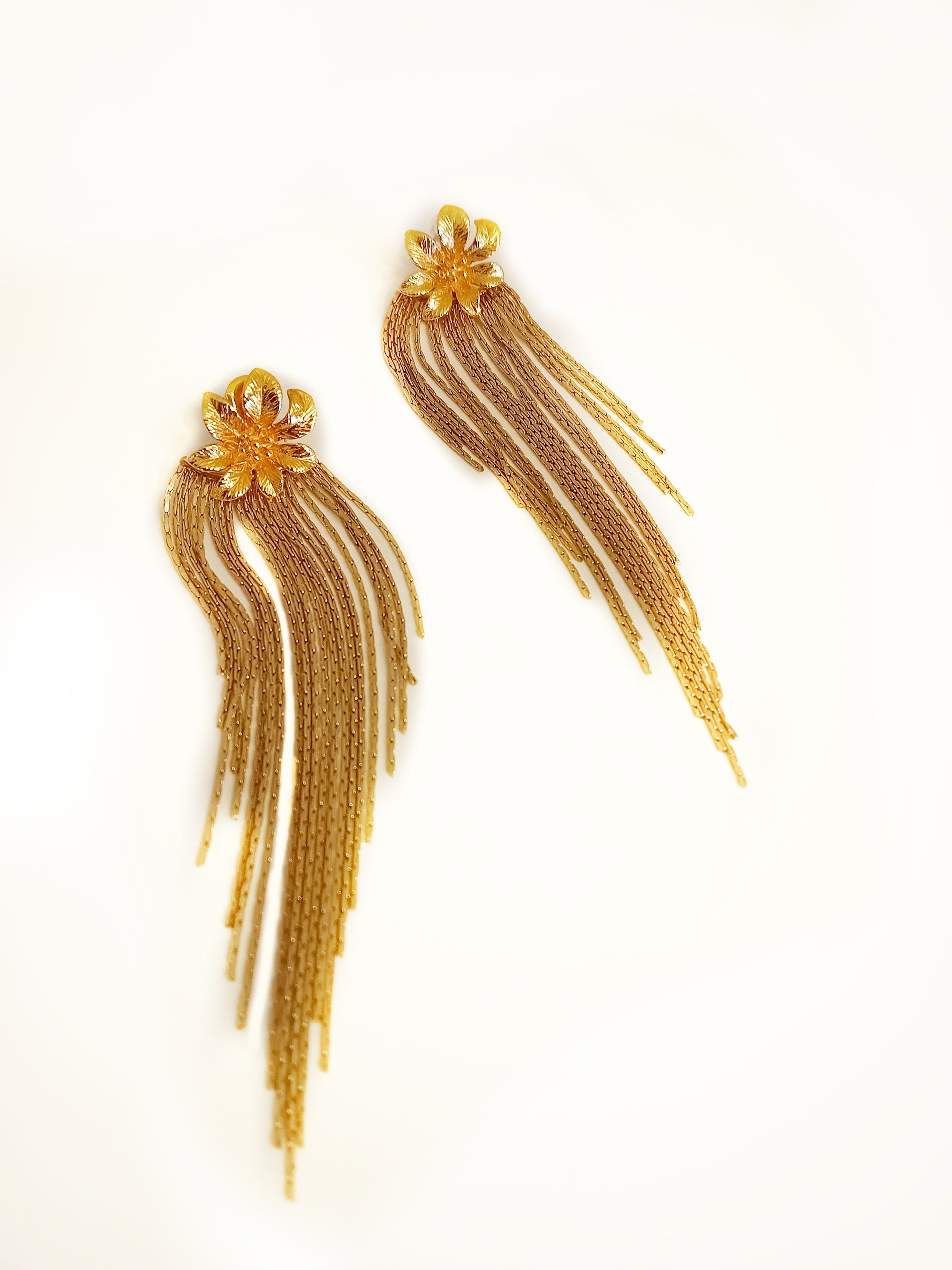 Boucles d’oreilles « Fleurs du soir » en acier inoxydable doré