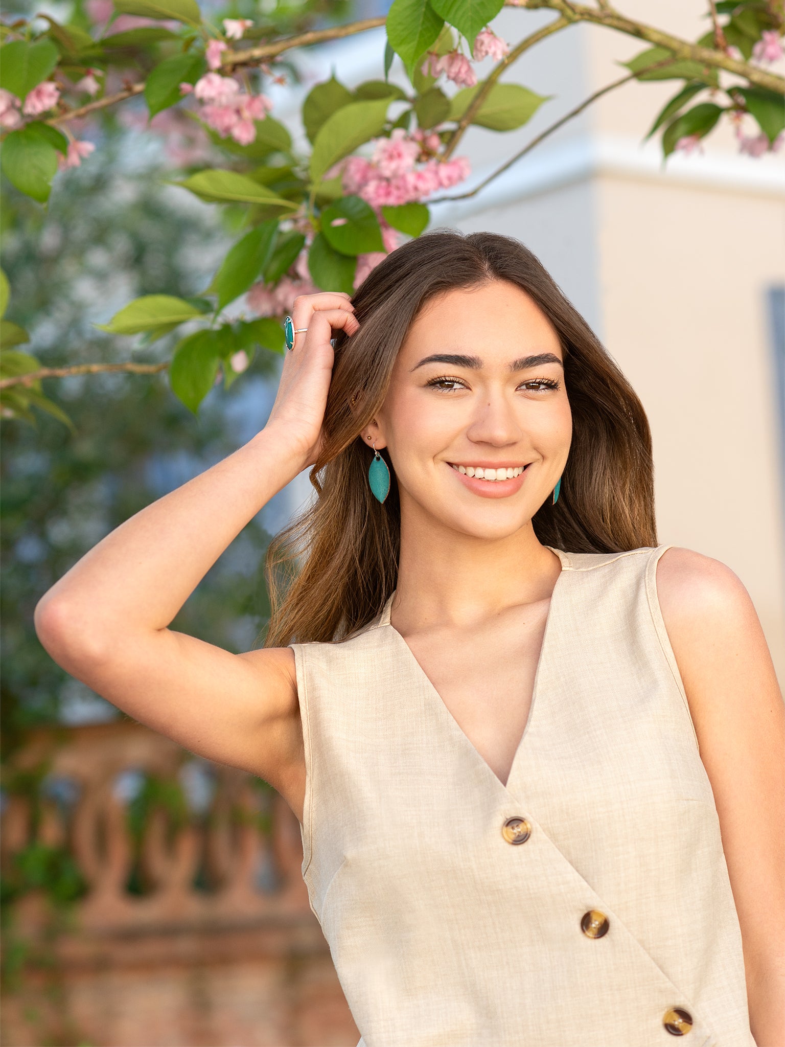 Boucles d’oreilles feuilles turquoise foncé – Émaux d’art