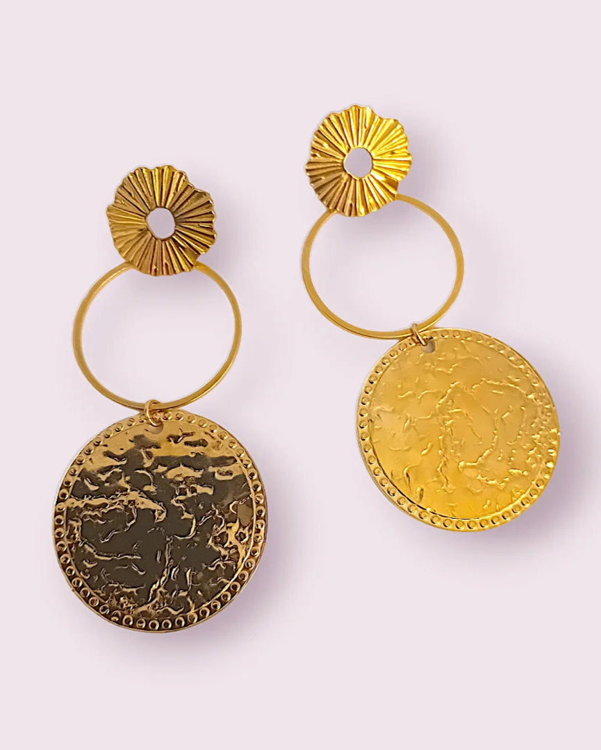 Boucles d’oreilles « Cascade d’Or » en acier inoxydable doré