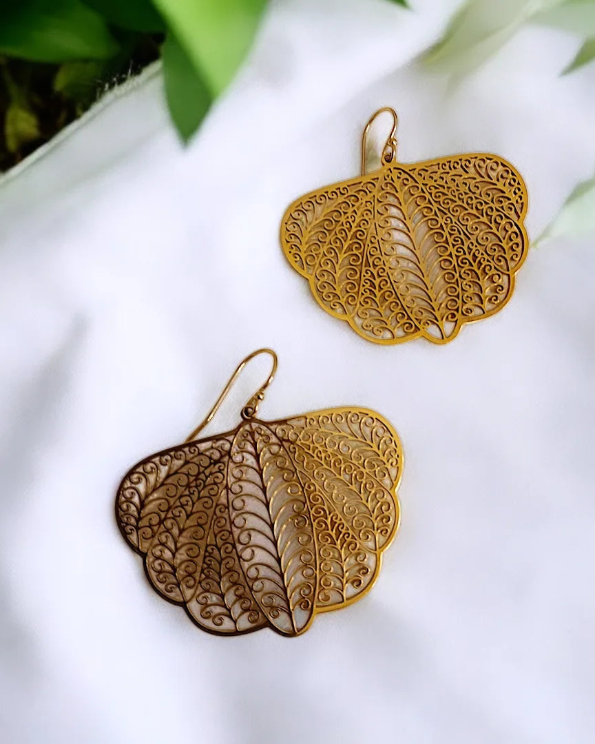 Boucles d’oreilles « Filora" Ailes d’Or en acier inoxydable