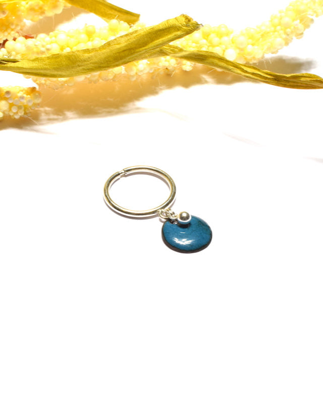 Bague pampille perlée bleu bondi  * Sur Commande *