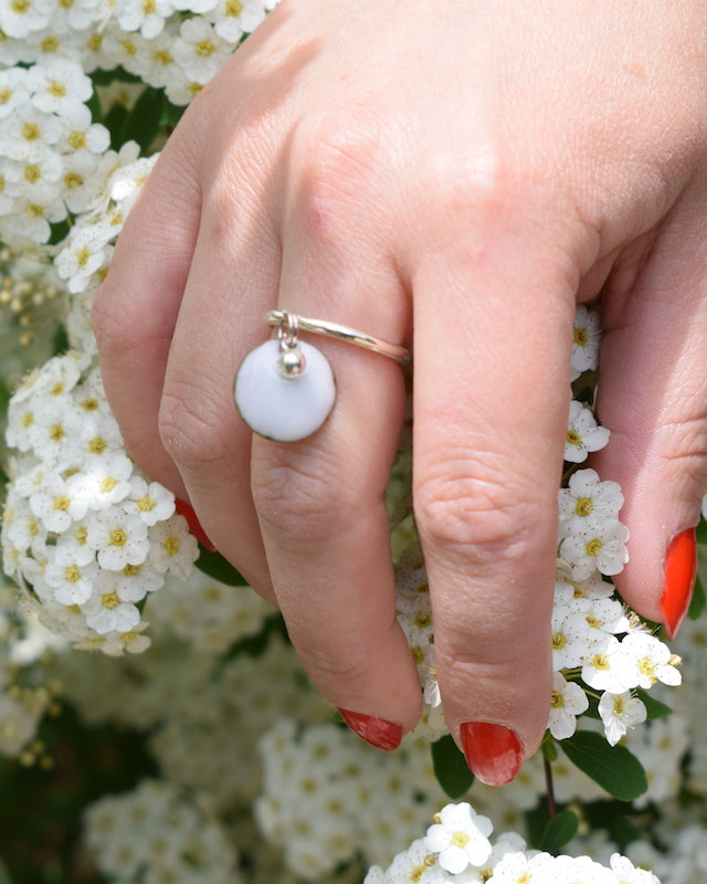 Bague Pampille Perlée Blanche  * Sur Commande *