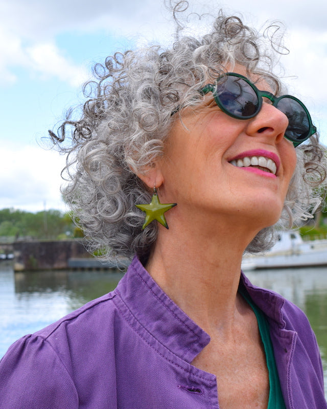 Boucles Grandes Étoiles Vert Olive