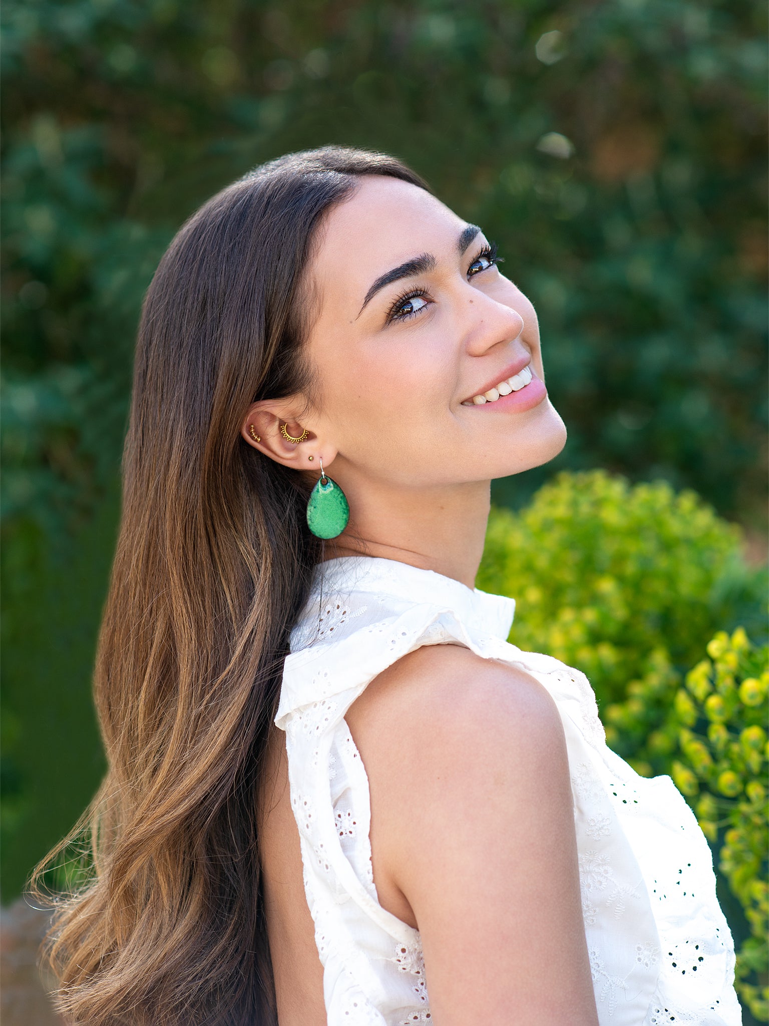 Boucles d’oreilles Grandes Gouttes Vertes – Émaux d’art sur cuivre