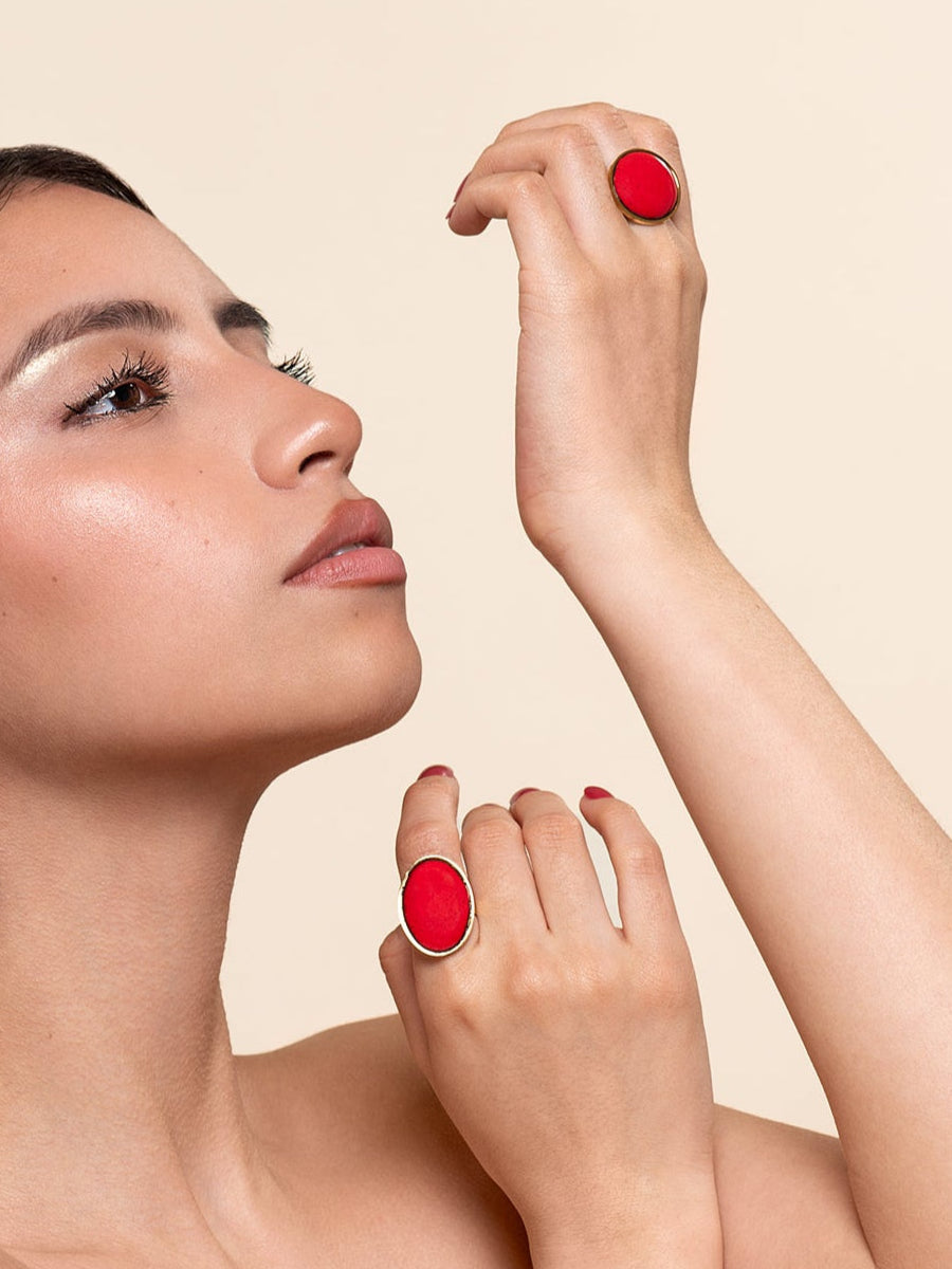 Bague ovale "rouge passion"