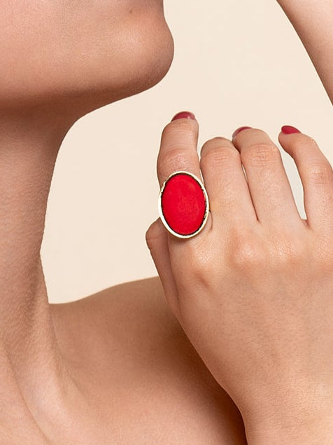 Bague ovale "rouge passion"