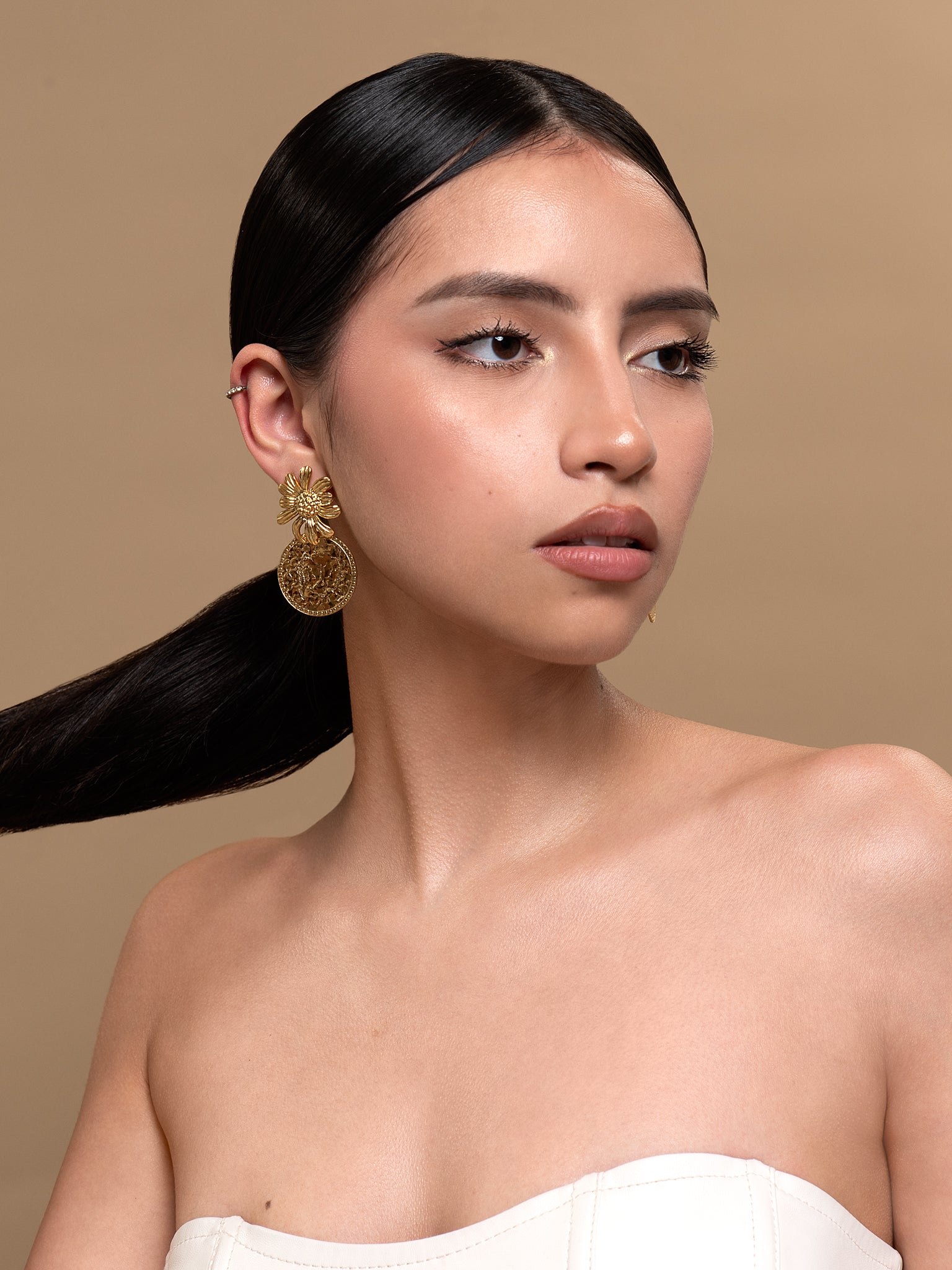 boucles d'oreilles soleil doré en acier inoxydable, création au fil d'émaux, à Moissac