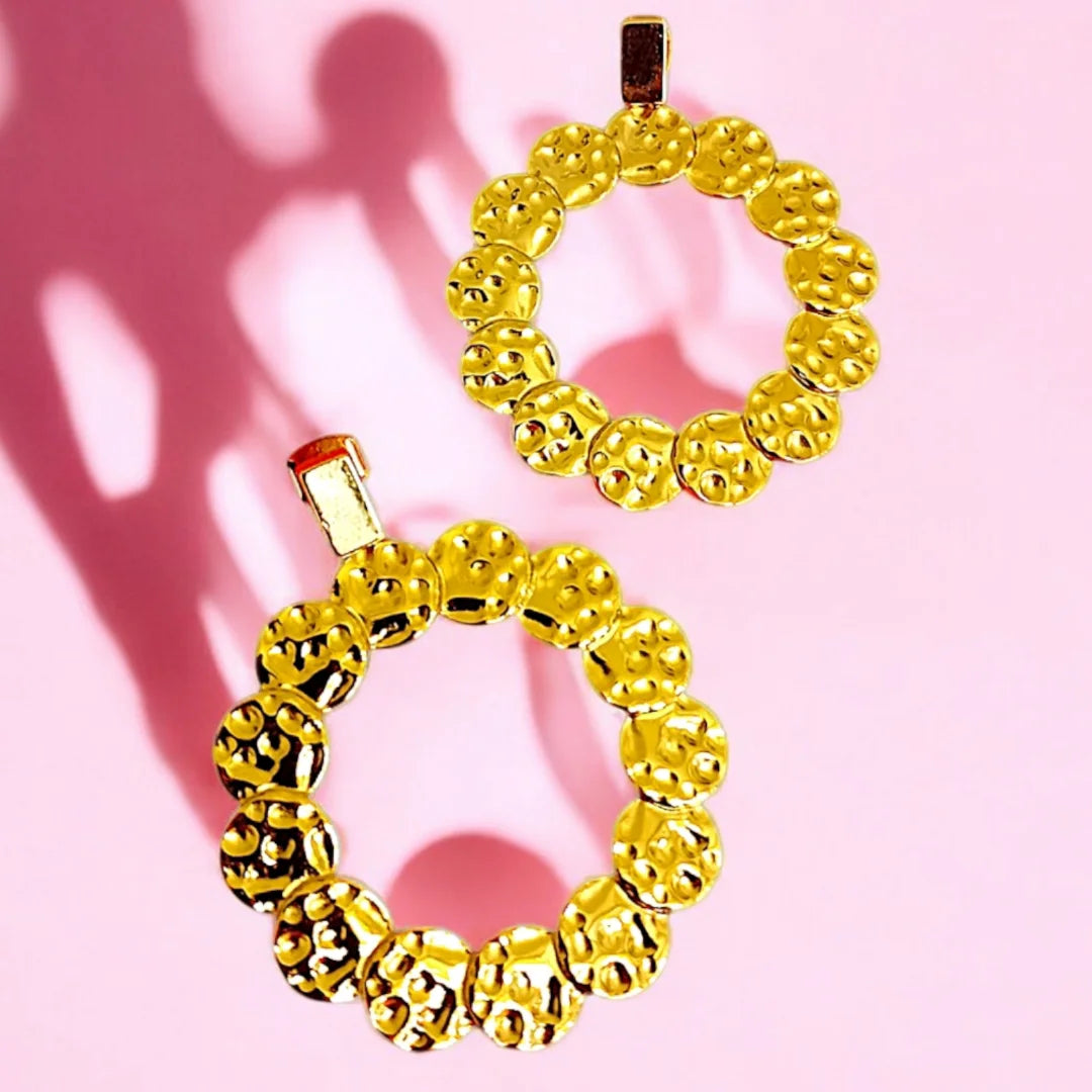 Boucles d’oreilles « Anneau Solaire » en acier inoxydable doré