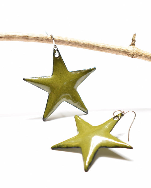 Boucles Grandes Étoiles Vert Olive