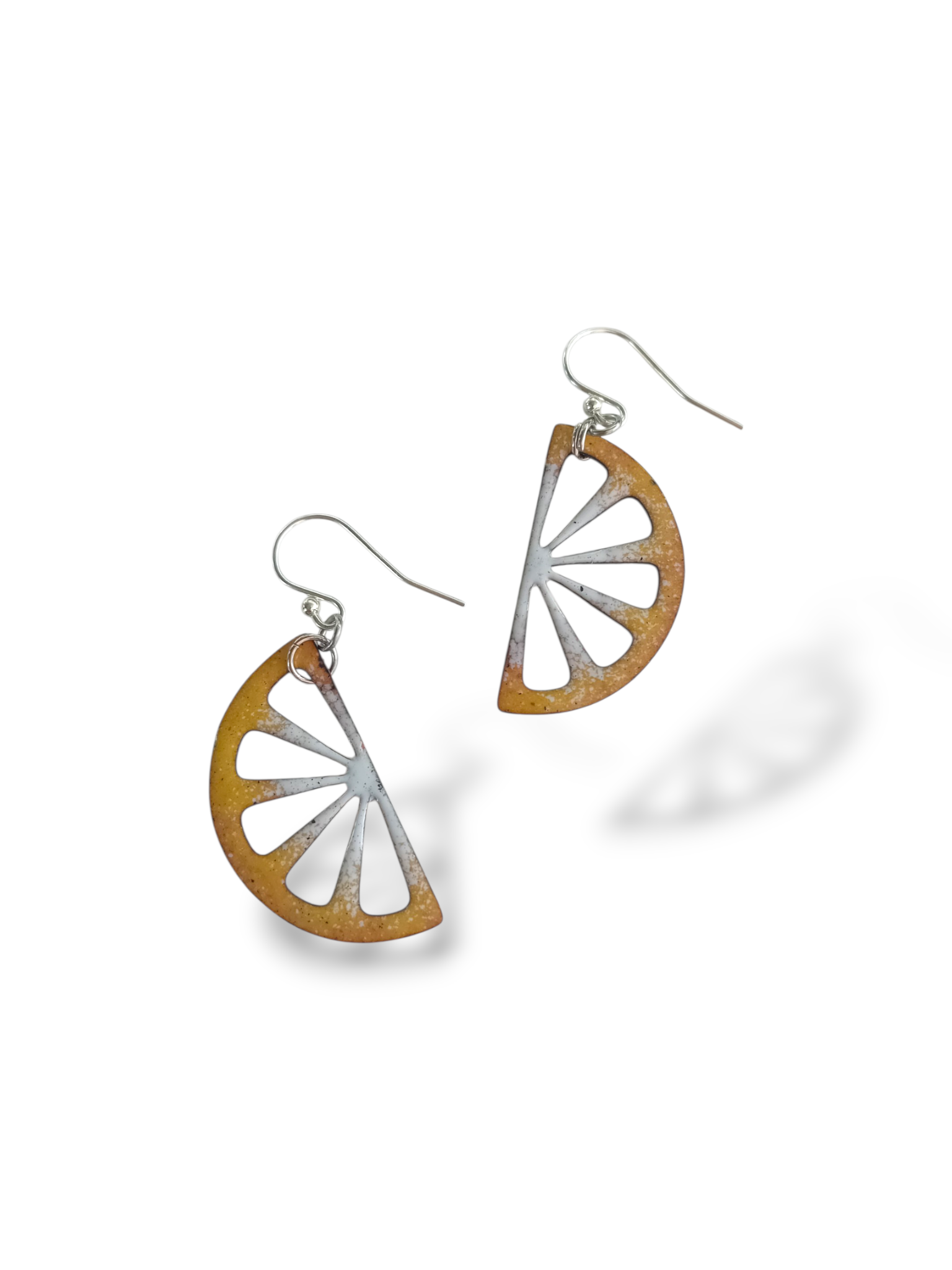Boucles d'oreilles quartiers de Citron – Émail sur cuivre