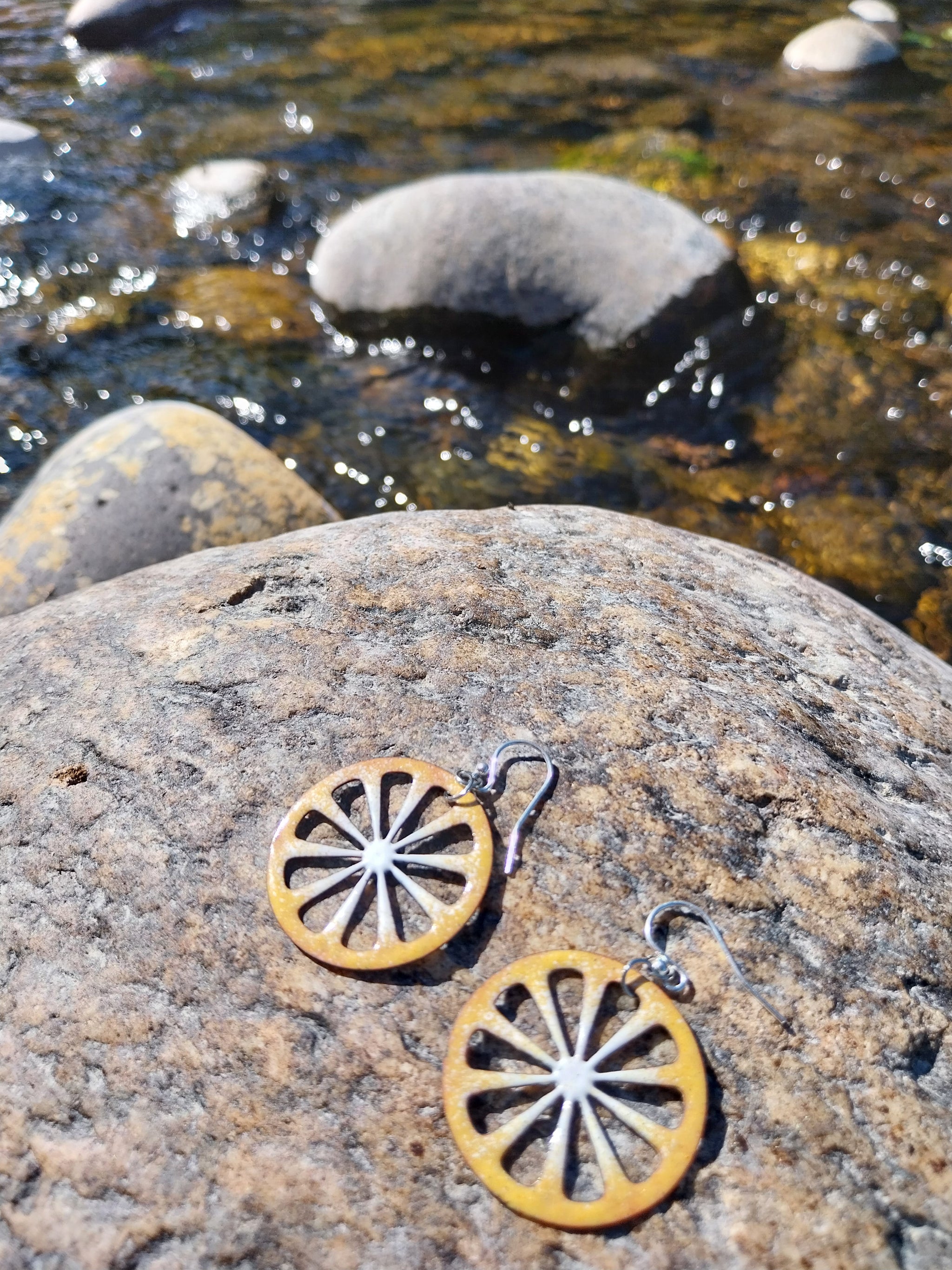 Boucles d'oreilles Citron en Émail sur Cuivre – Bijou artisanal français