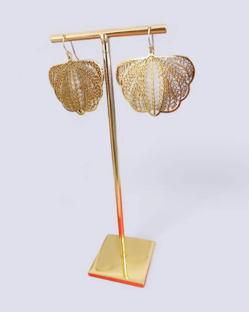 Boucles d’oreilles « Filora" Ailes d’Or en acier inoxydable