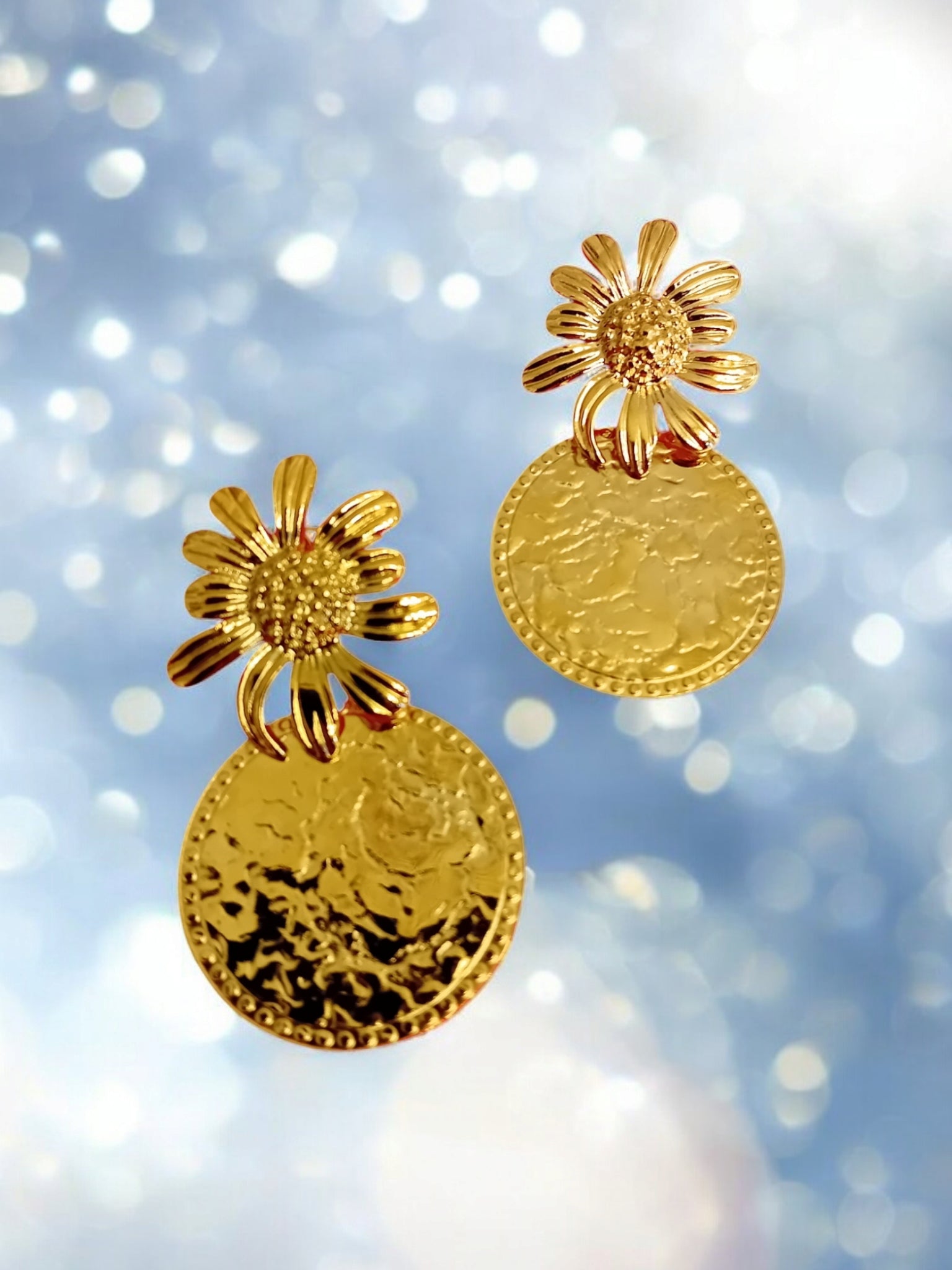 Boucles d’oreilles « Soleil Doré » en acier inoxydable