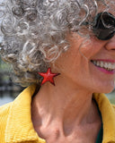Boucles d’oreilles Grandes Étoiles Rouges en Émail – Bijou Fait Main