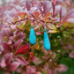 Boucles d'oreilles Gouttes Allongées turquoises en émail sur cuivre - argent 925