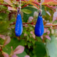 Boucles gouttes allongées bleu roi- émail sur métal- attaches argent