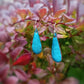 Boucles d'oreilles Gouttes Allongées turquoises en émail sur cuivre - argent 925