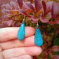 Boucles d'oreilles Gouttes Allongées turquoises en émail sur cuivre - argent 925