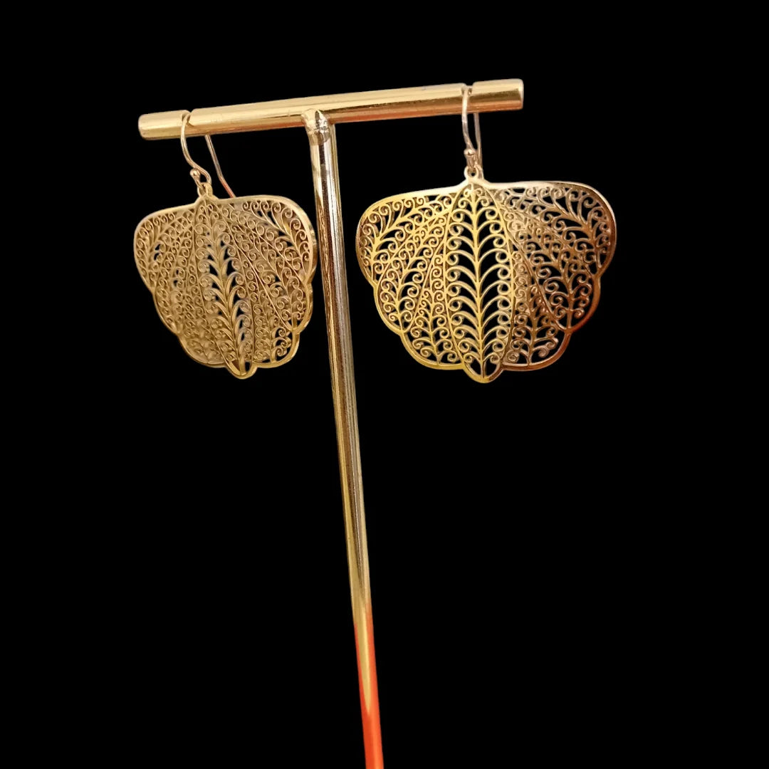 Boucles d’oreilles « Filora" Ailes d’Or en acier inoxydable