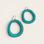 Boucles d'oreilles Halo Turquoise en Émail sur Cuivre – Argent 925