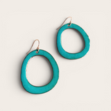 Boucles d'oreilles Halo Turquoise en Émail sur Cuivre – Argent 925