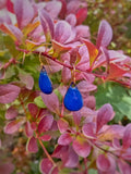 Boucles d’oreilles Petites Gouttes Bleu Roi en Émail sur Cuivre