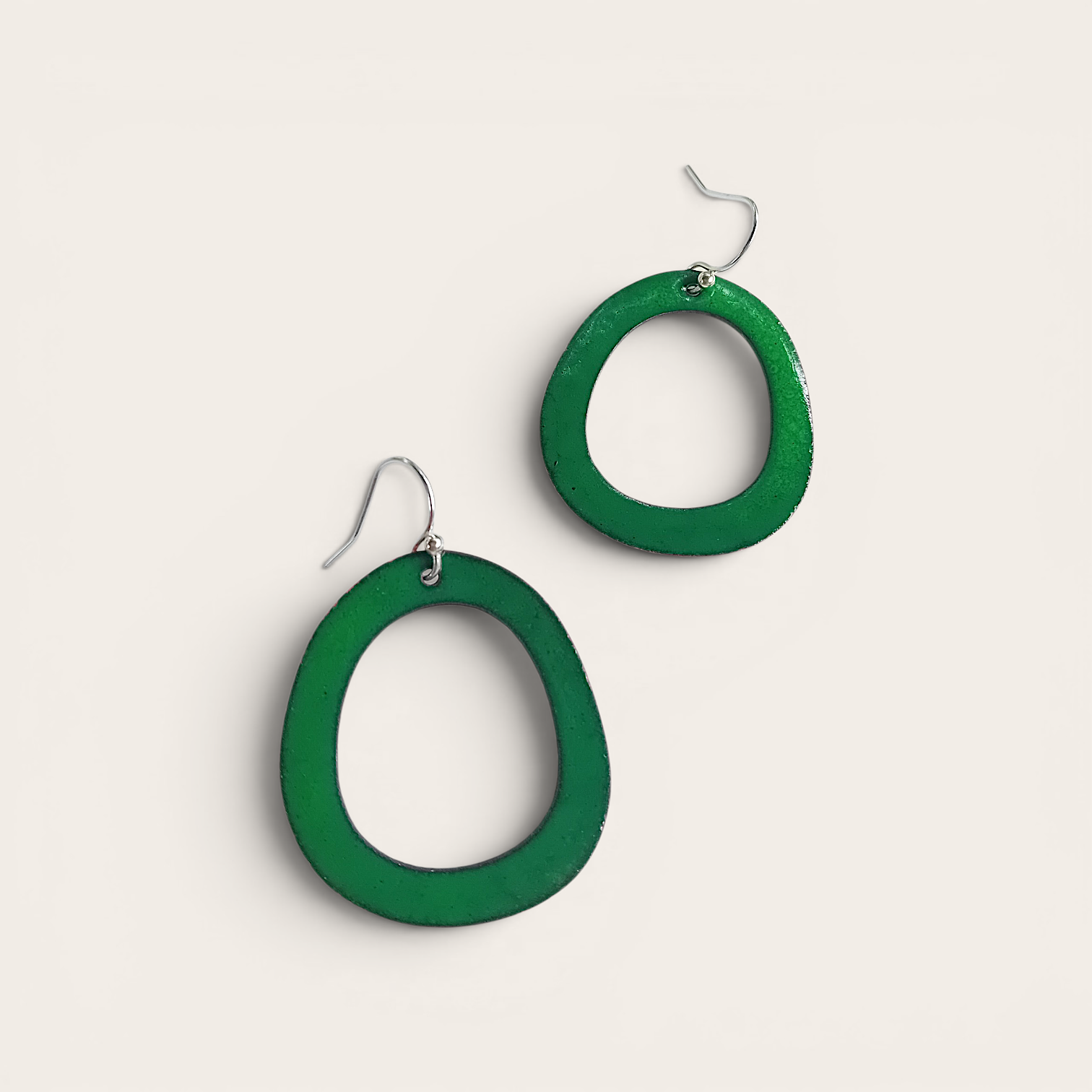 Boucles d'oreilles Halo vertes - Émaux - argent