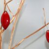 Boucles rouges en émail, formes feuilles très faciles et légères à porter. Pièce unique