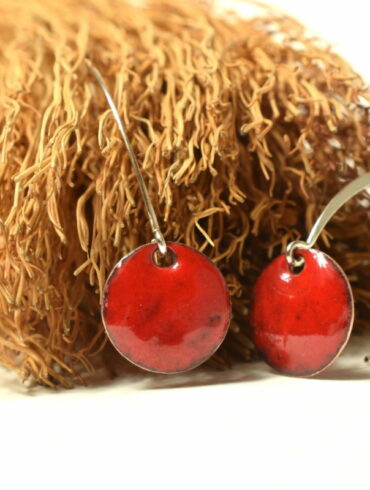 boucles petits ronds rouges attache longue contemporaine