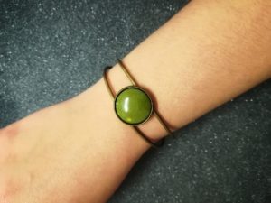 bracelet bonze émail vert olive