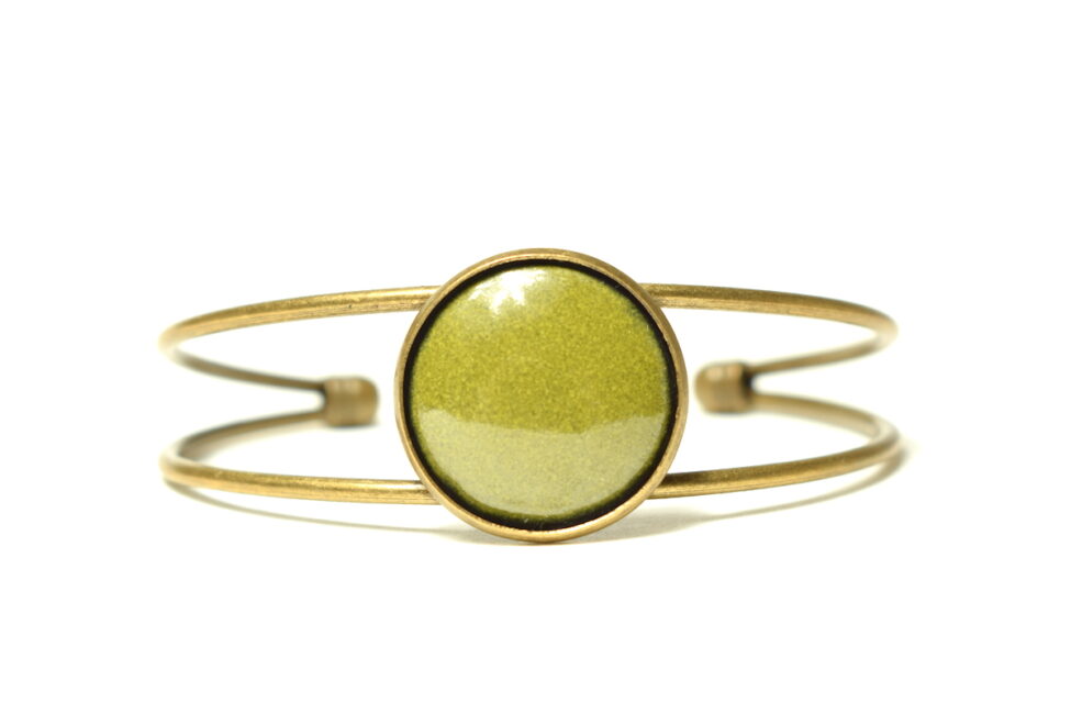 Bracelet vert olive et bronze ajustable