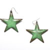 Boucles d'oreilles grandes étoiles vert foncé en émail