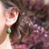 Boucles d'oreilles petites gouttes en émail de couleur vert foncé