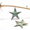 boucles d'oreilles grandes étoiles vert d'eau en émail