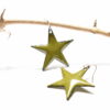 boucles d'oreilles grandes étoiles en émail couleur vert olive